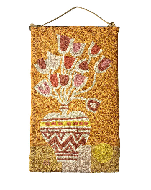 Vintage Evelyn Ackerman ERA Hand Hooked Tapestry Rug Floral Wall Hanging