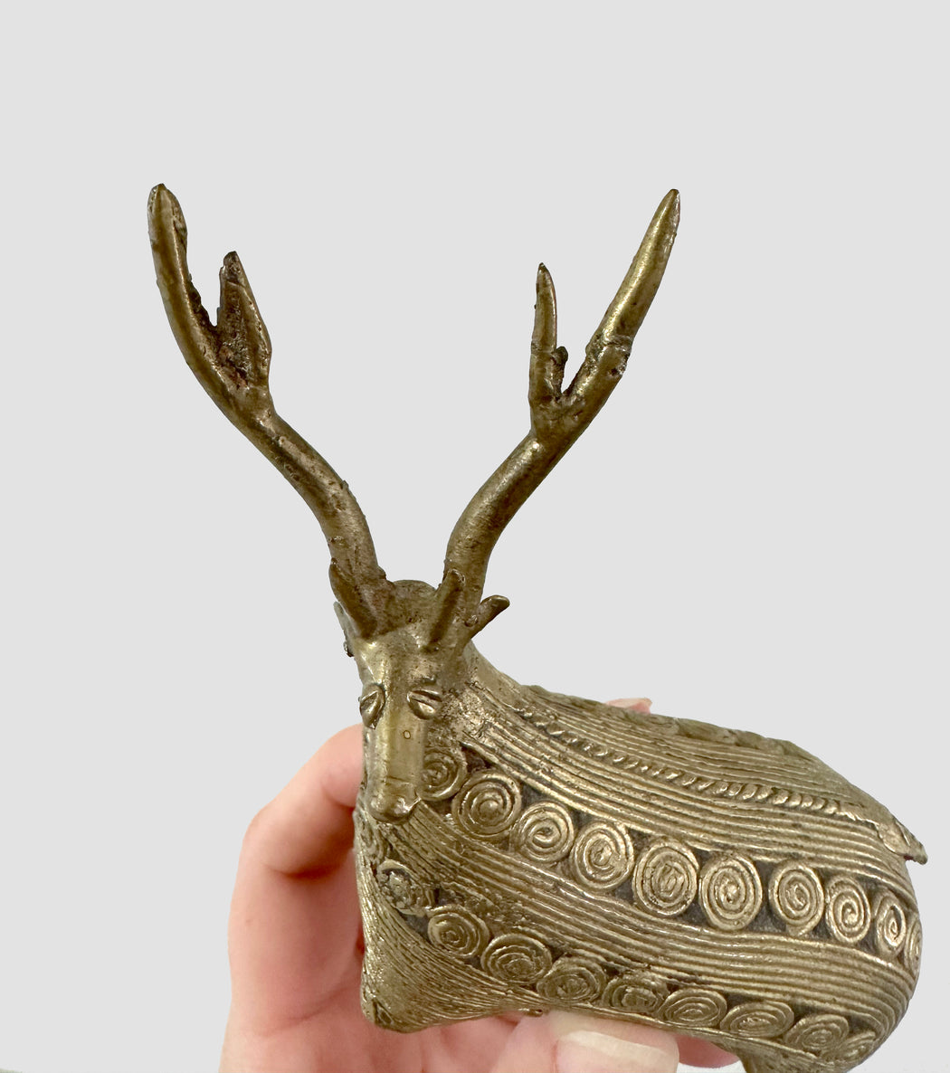 Vintage Brass Dhokra Deer Figurine