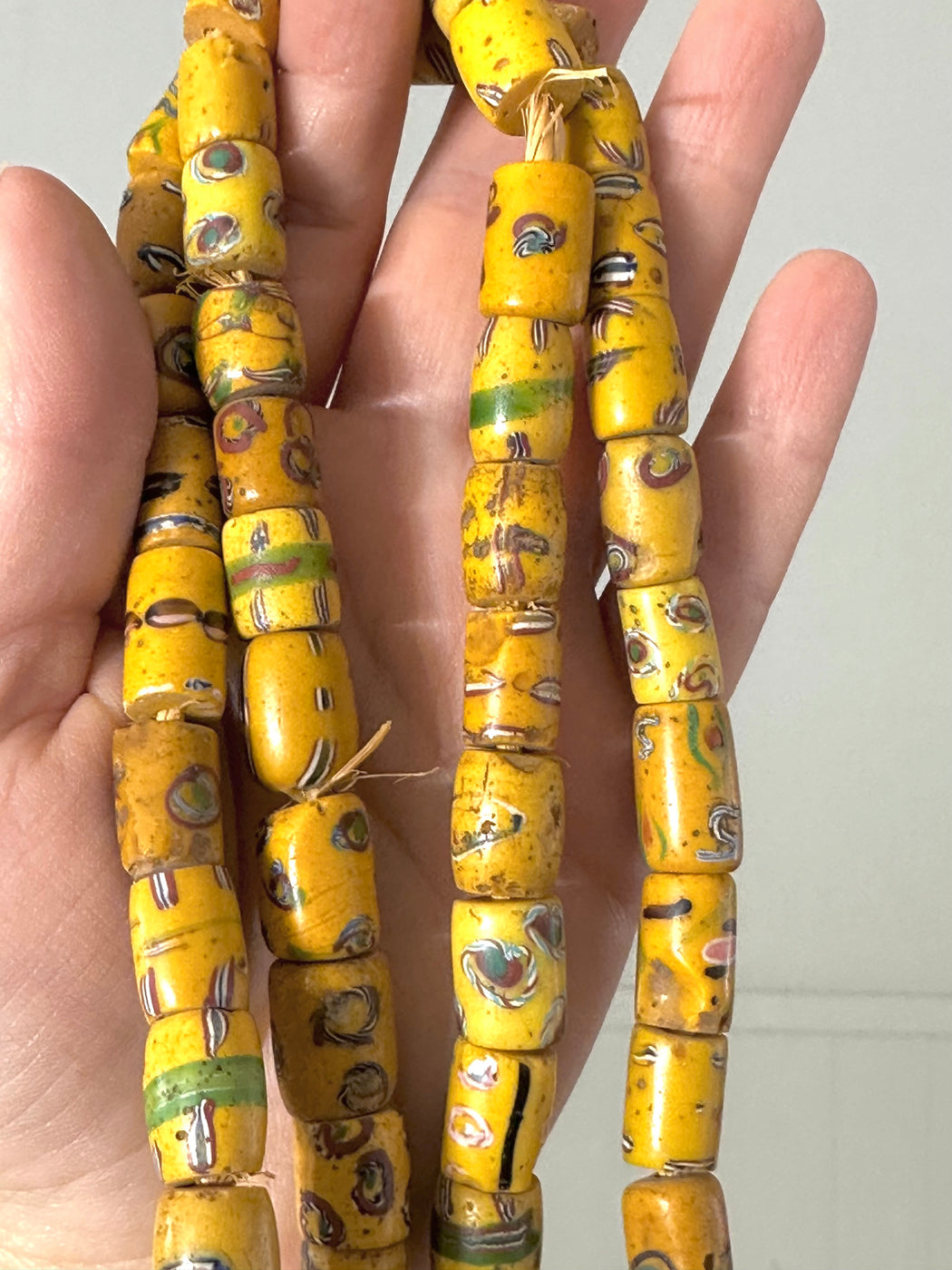 Antique Venetian Trade Beads 64 Yellow Beads from Africa