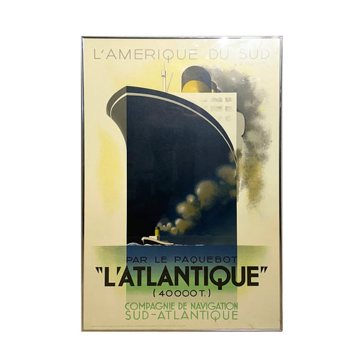 Vintage L'Atlantique Ocean Liner Framed Lithograph 1983 Print