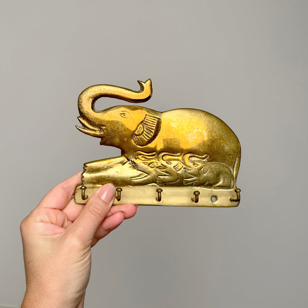 Vintage Brass Elephant Key Hook