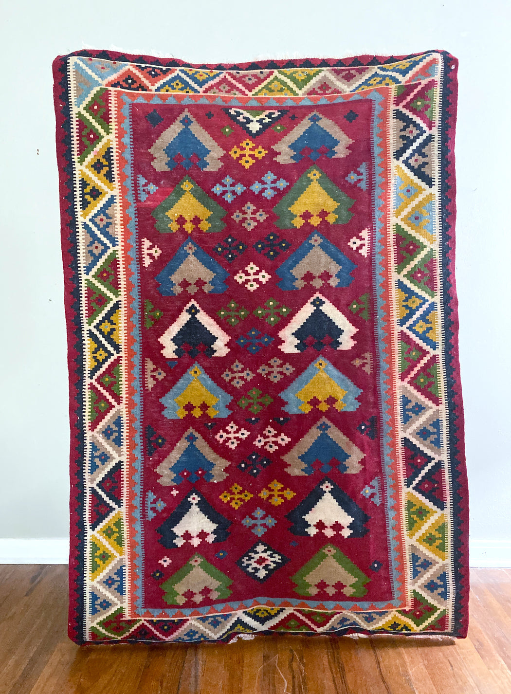 Medium Vintage Turkish Rug | Geometric Kilim Carpet