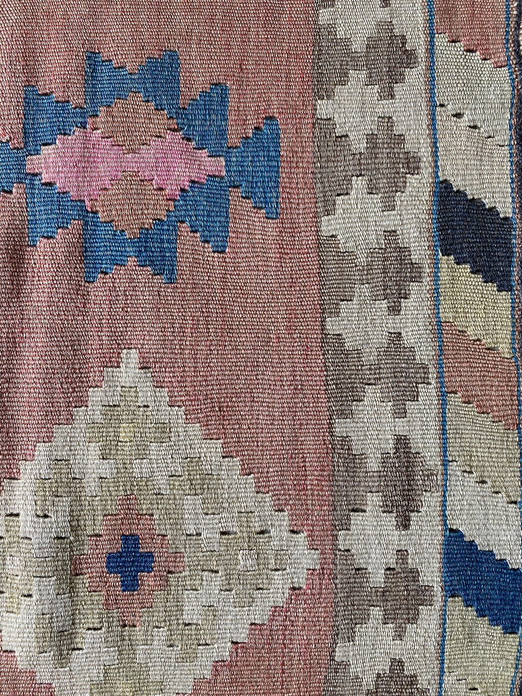 3’ 4” x 4’ 9” Pink Diamond Vintage Turkish Kilim Rug