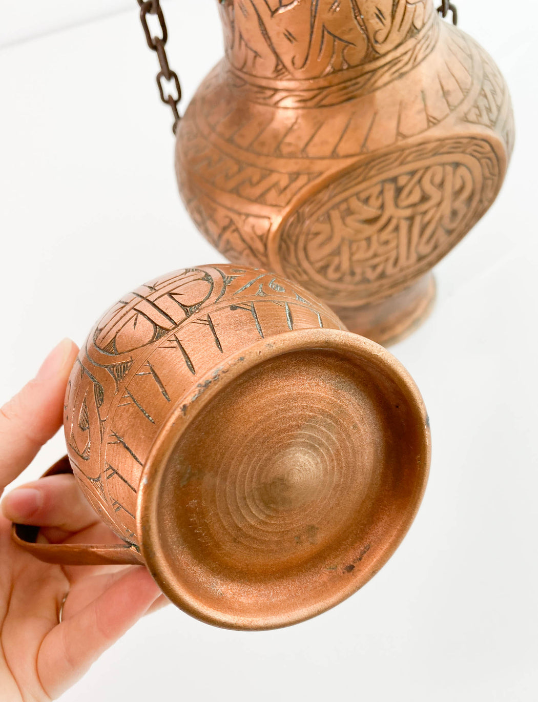 Antique Copper Pitcher and Mug