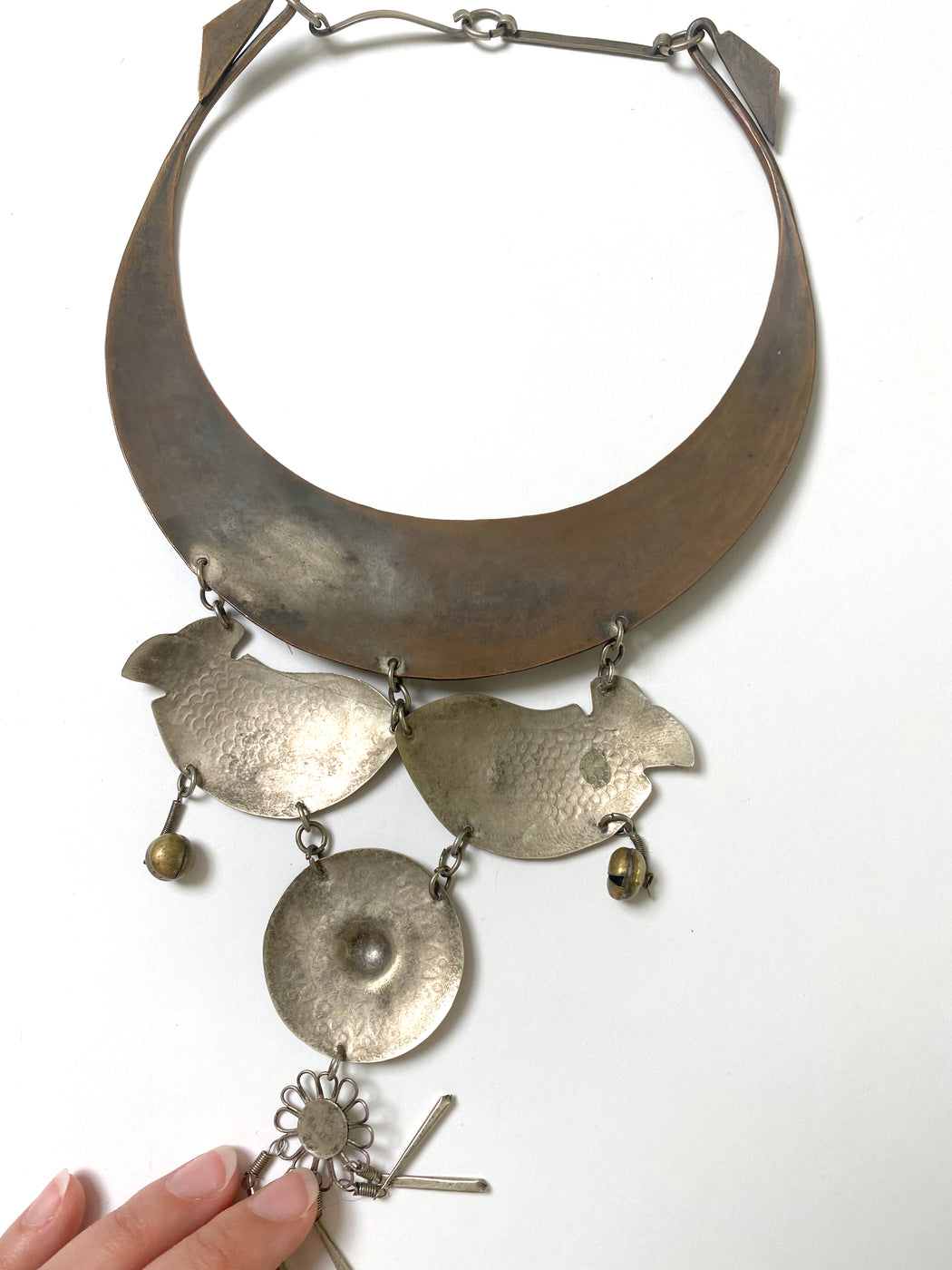 Vintage Etched Torque Hmong Necklace