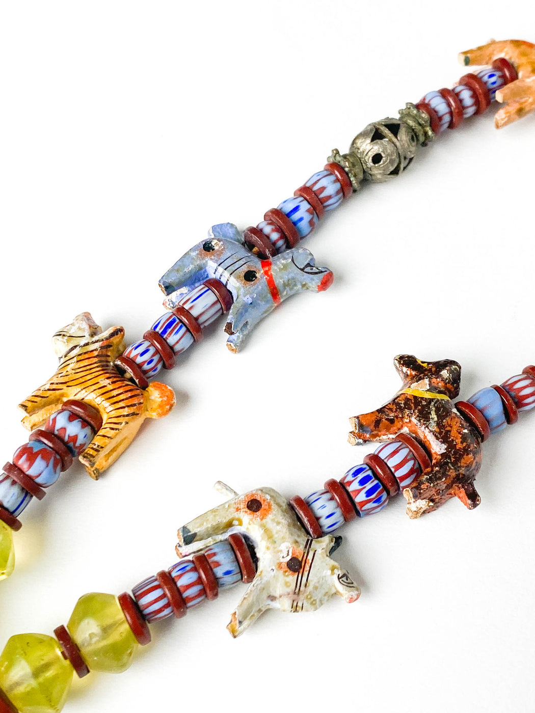 Vintage Paper Mache Animal Necklace | Indian Folk Art Jewelry
